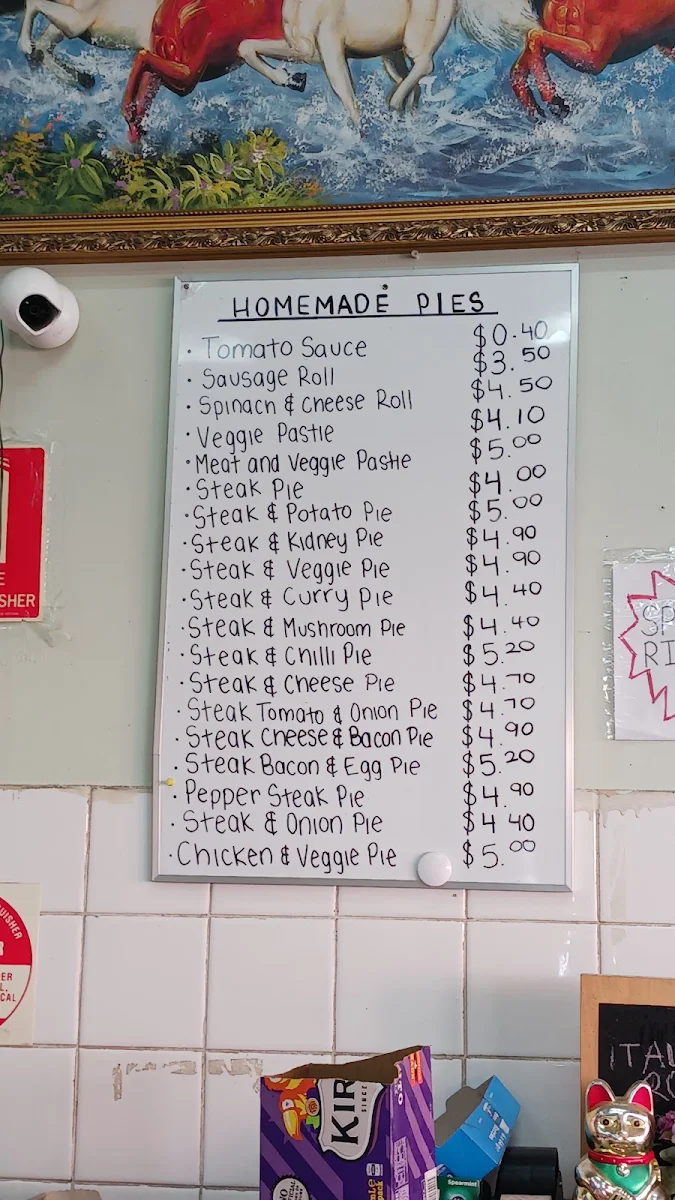 Menu, Goulburn Bakery
