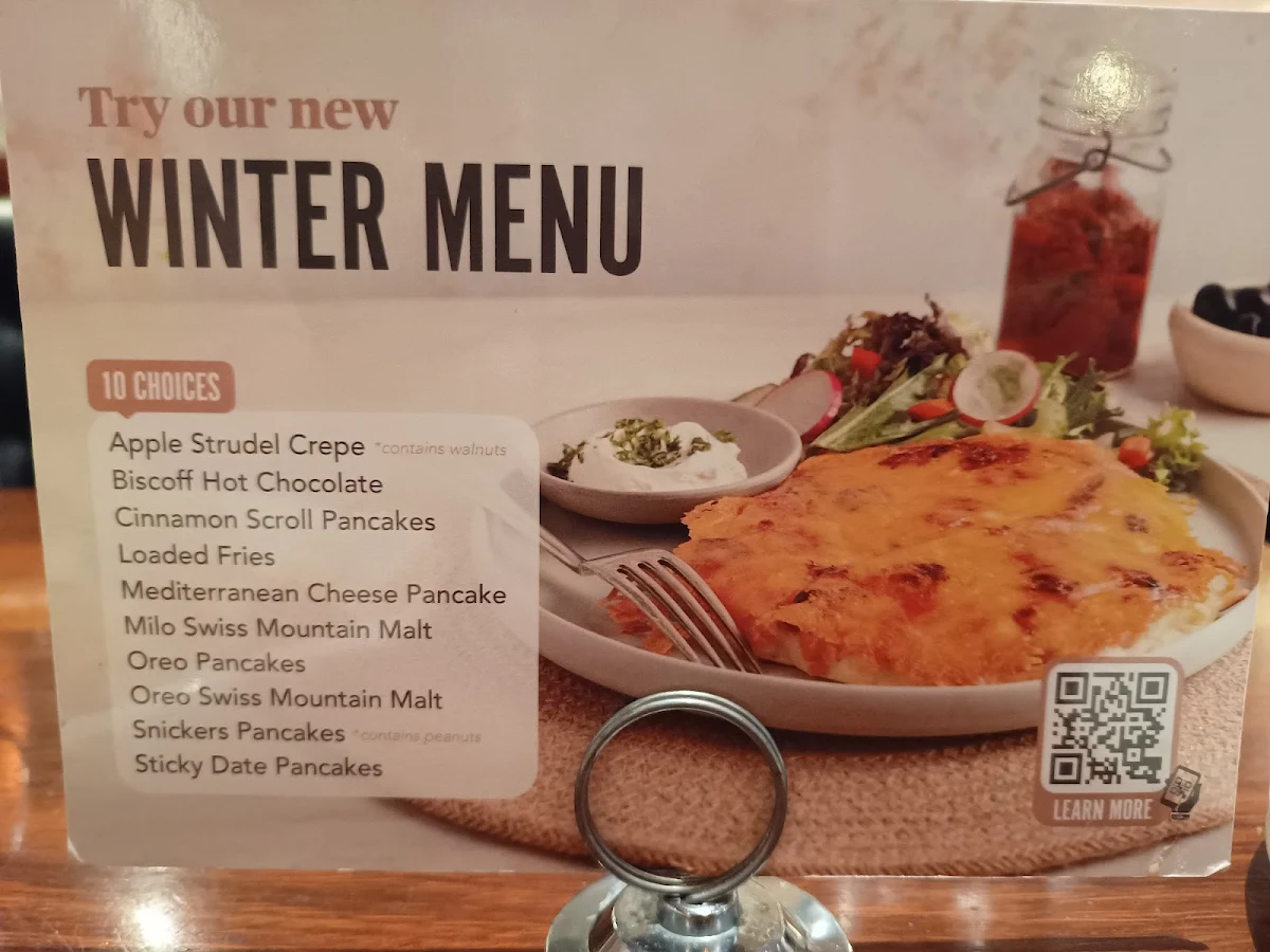 Menu, The Pancake Parlour