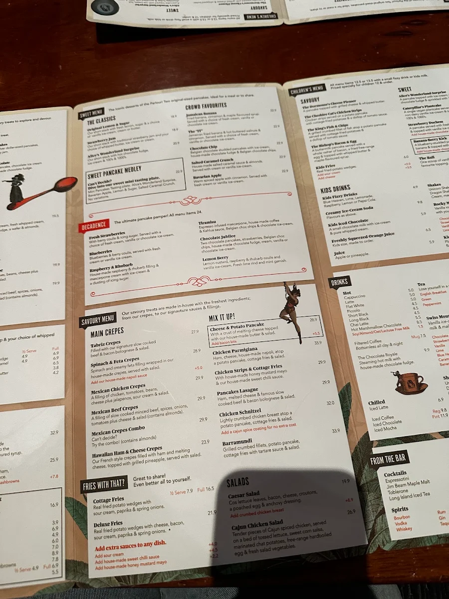 Menu, The Pancake Parlour