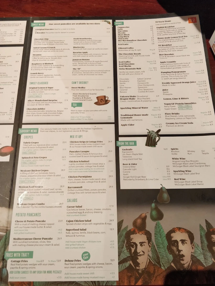 Menu, The Pancake Parlour