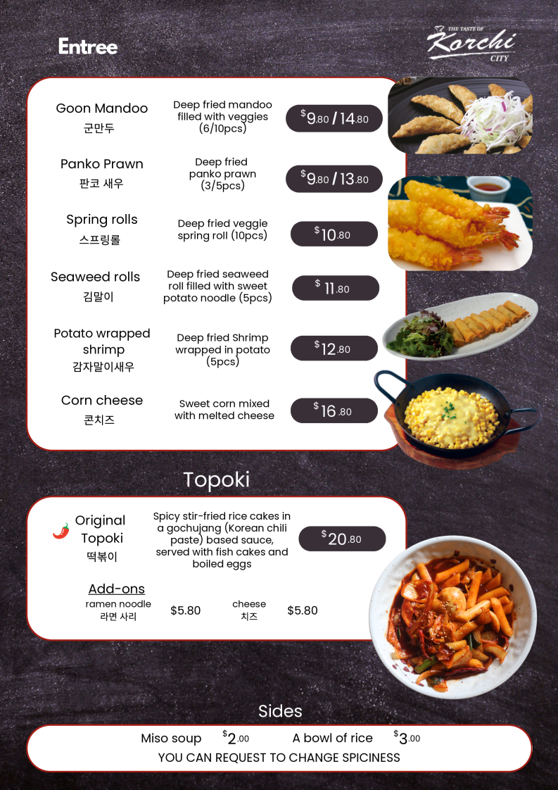 Menu, Korchi City