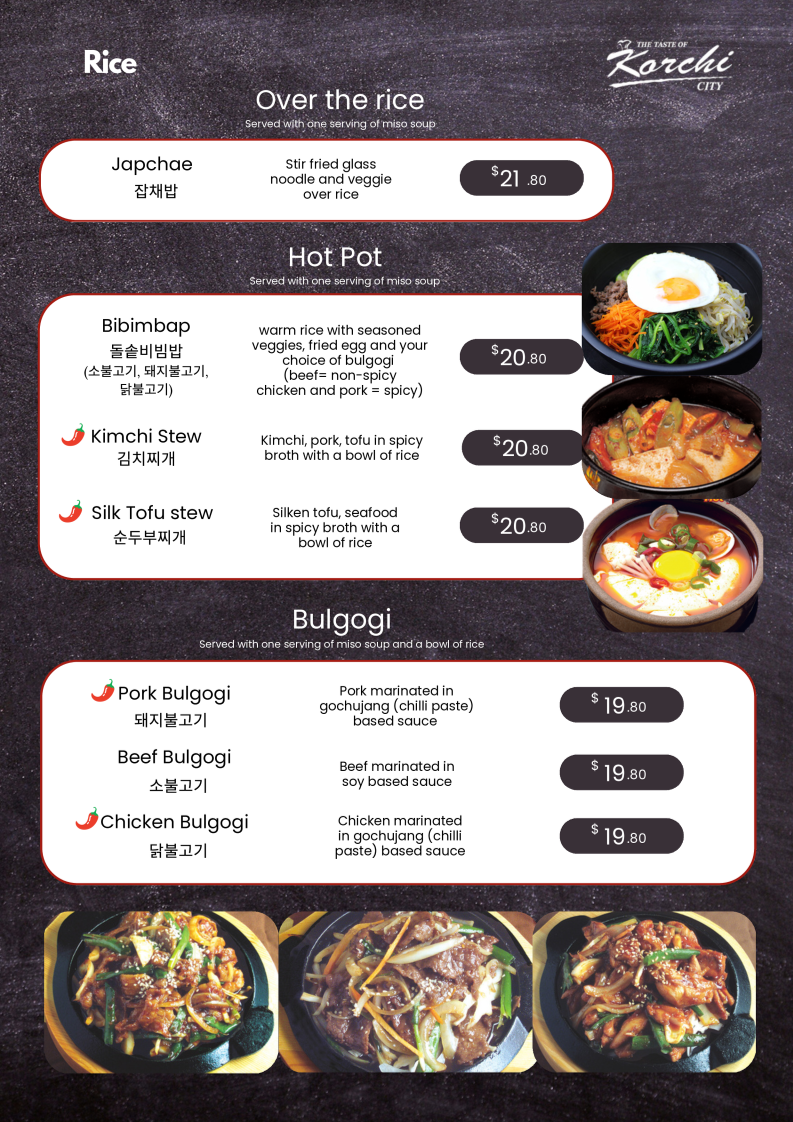 Menu, Korchi City