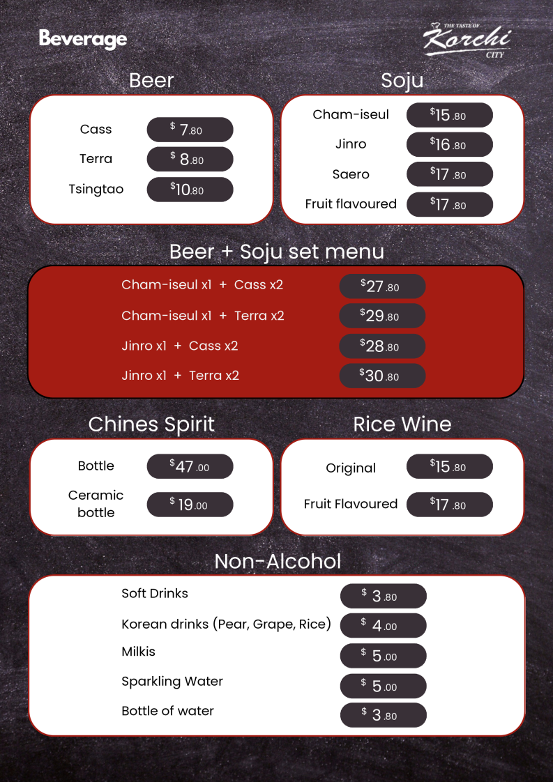 Menu, Korchi City