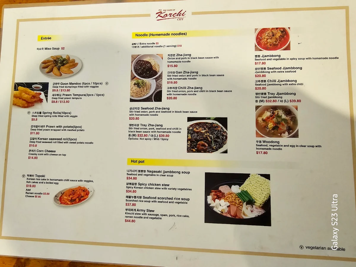 Menu, Korchi City