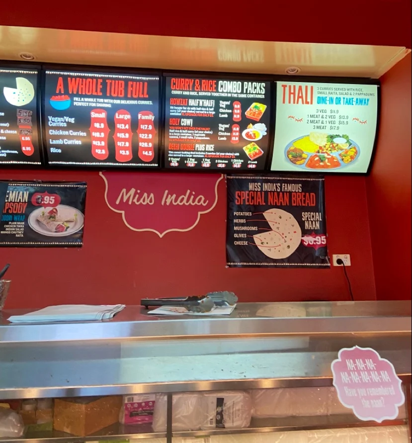 Menu, Miss India Calamvale