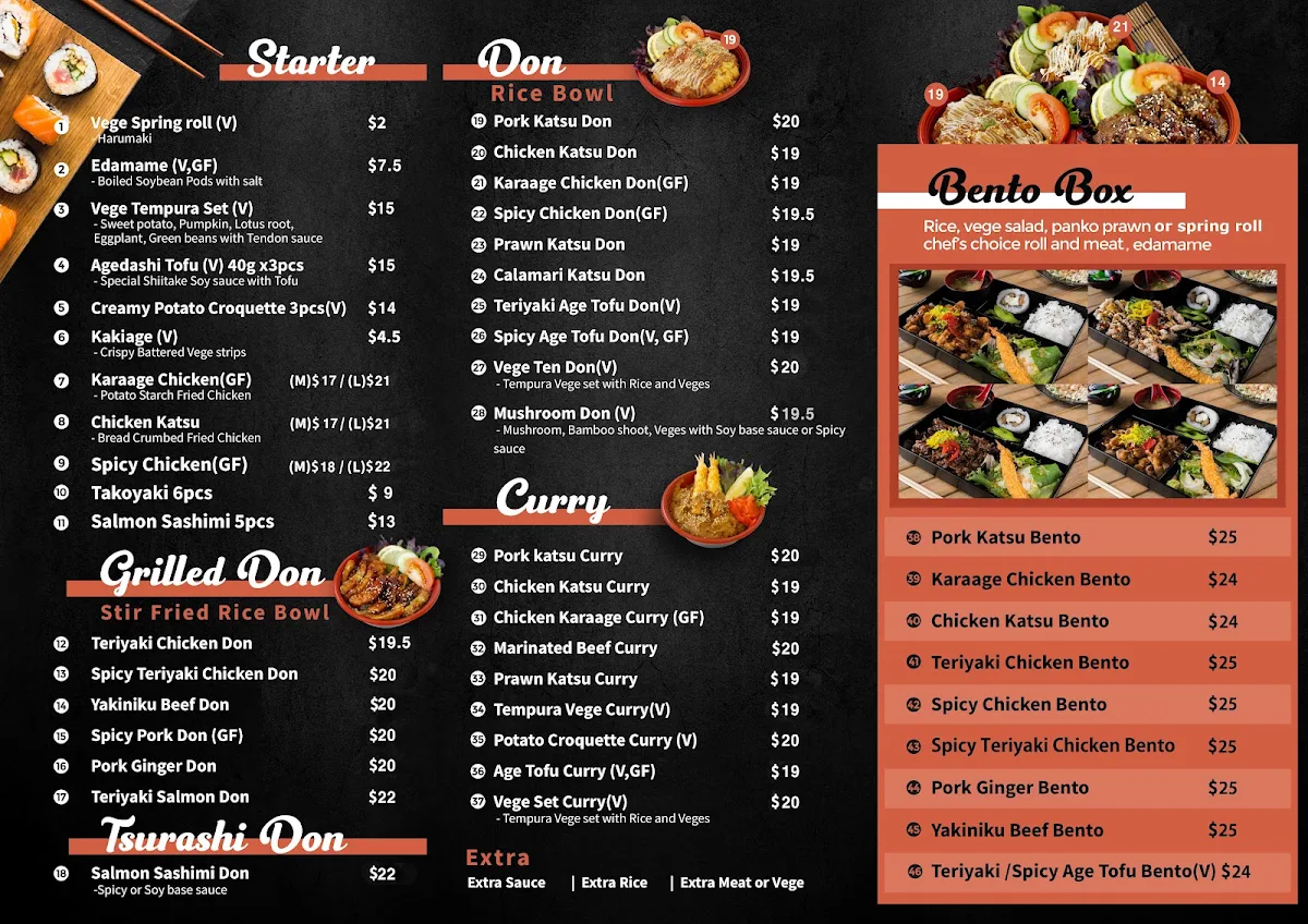 Menu, Hako Sushi Bar
