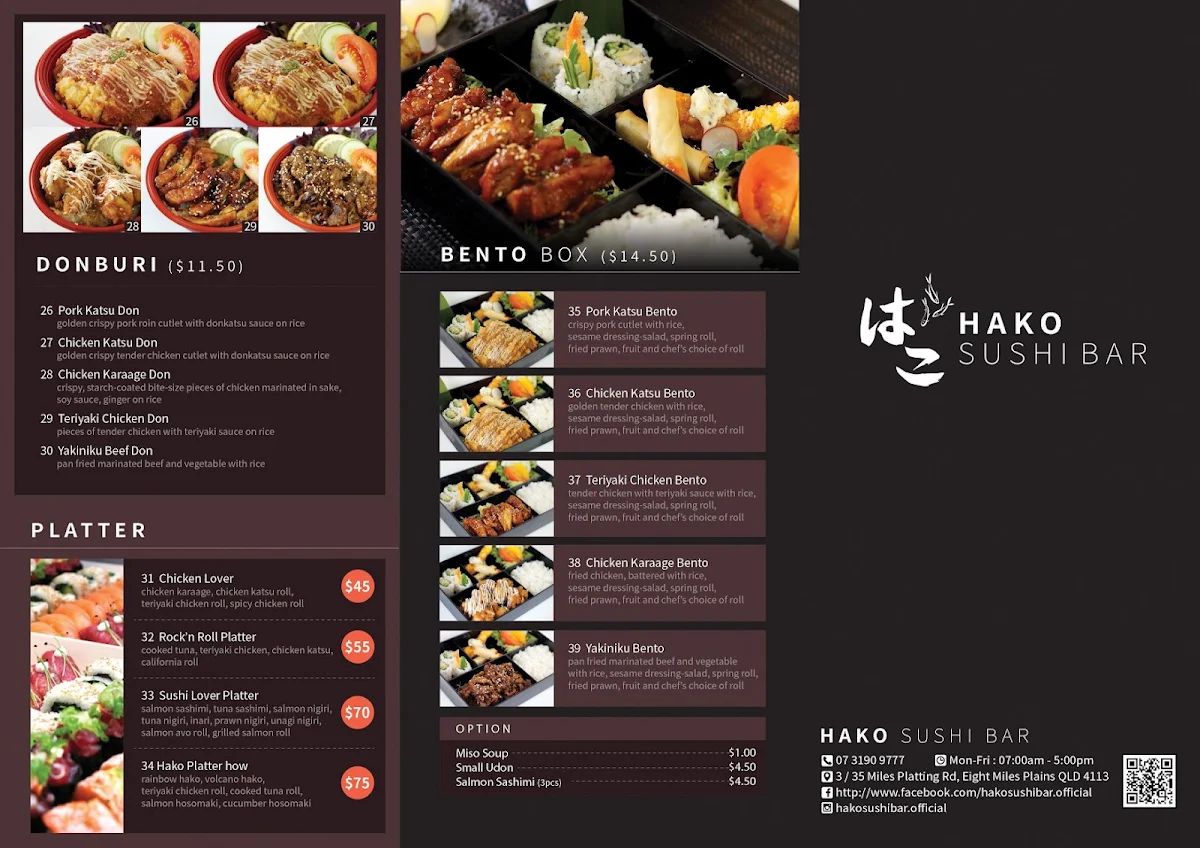 Menu, Hako Sushi Bar