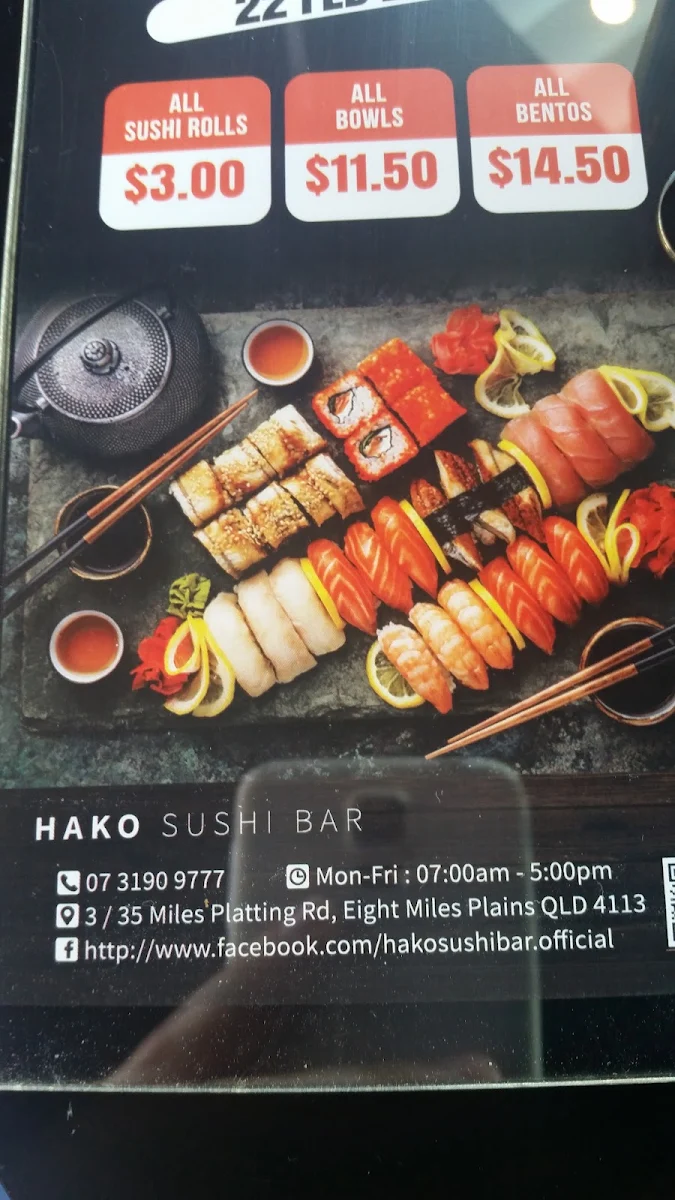 Menu, Hako Sushi Bar