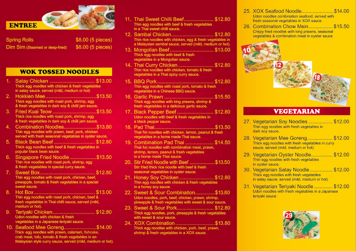 Menu, Magic Noodle Medowie