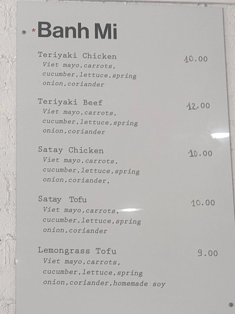 Menu, Kiama Pie Shop
