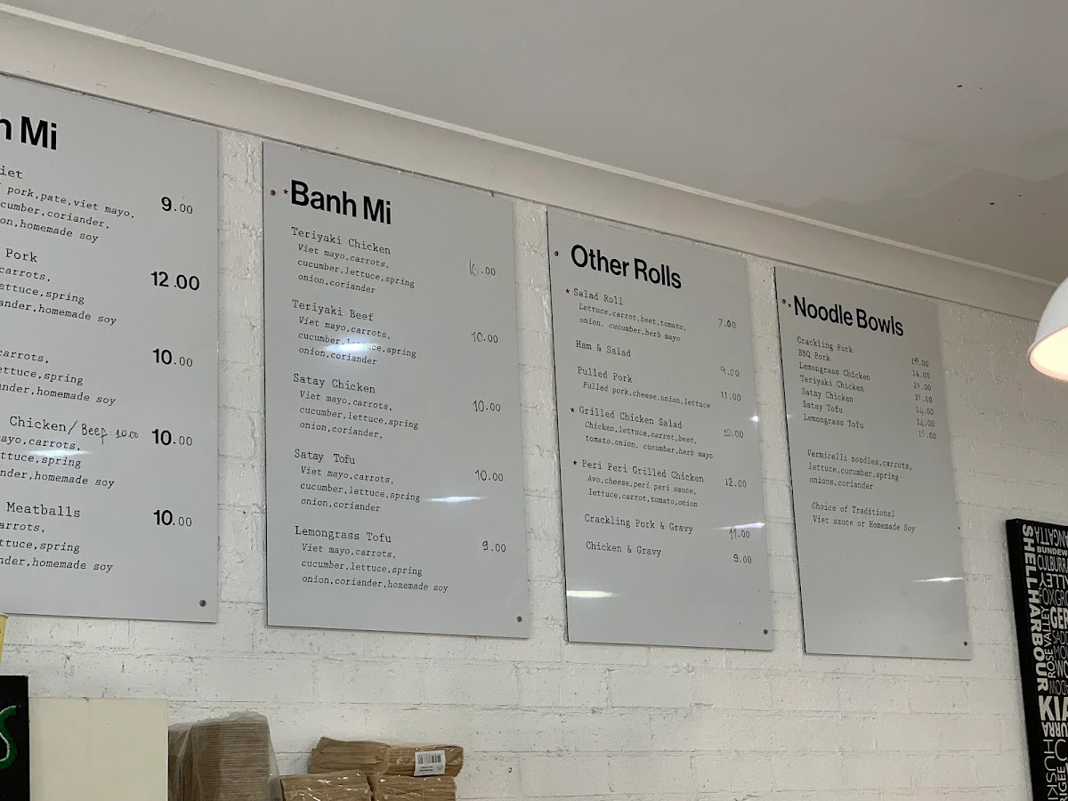 Menu, Kiama Pie Shop