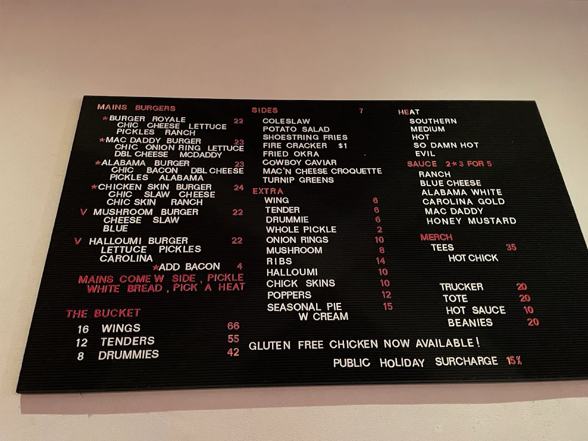 Menu, The Hot Chicken Project - Geelong