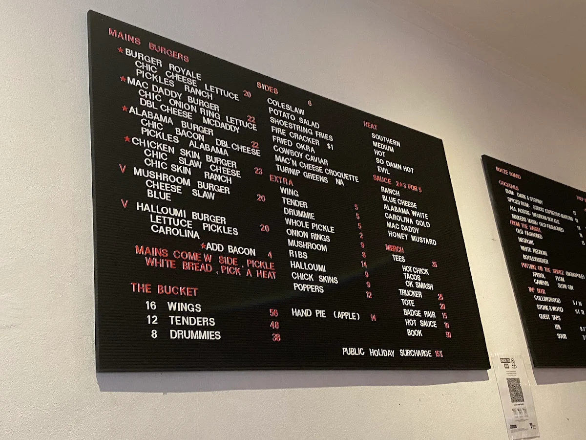 Menu, The Hot Chicken Project - Geelong