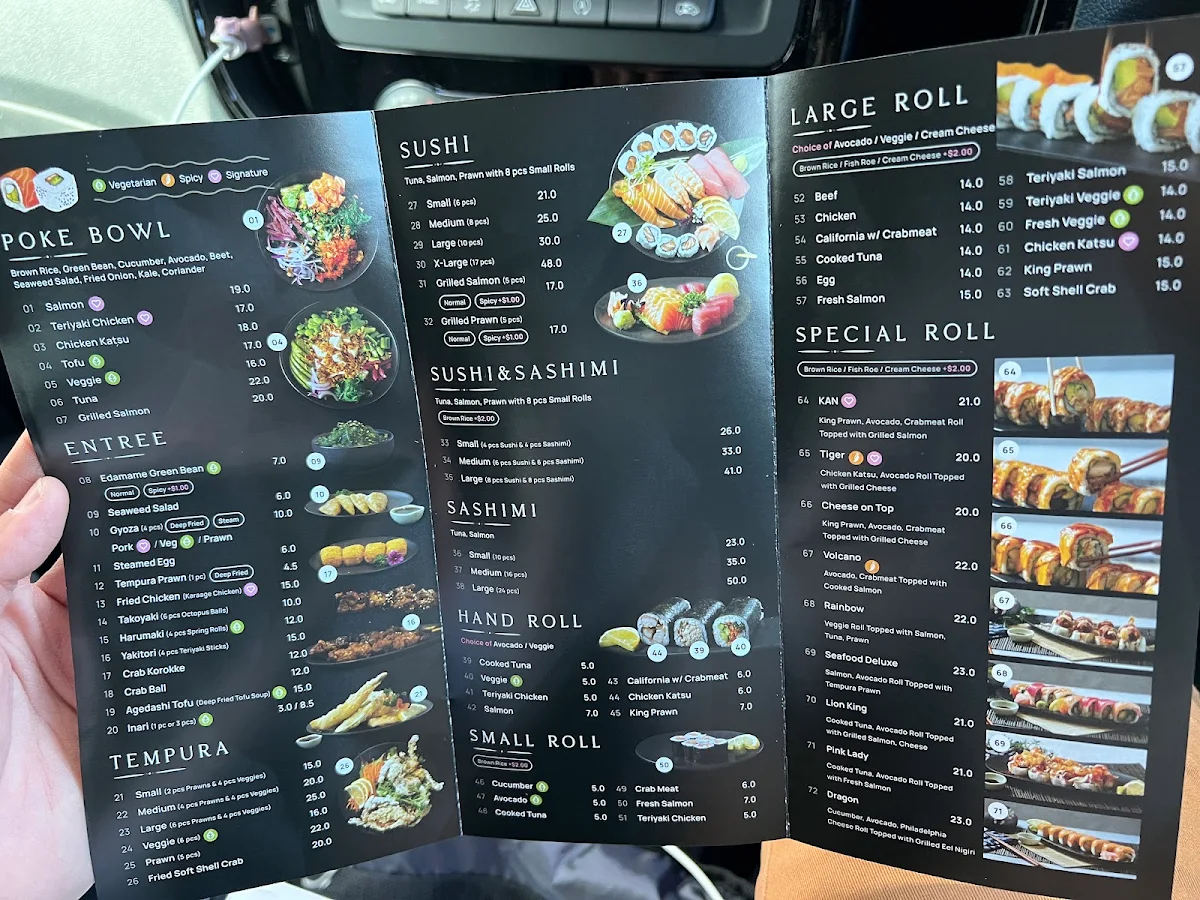 Menu, Kan Sushi & Poke Dubbo