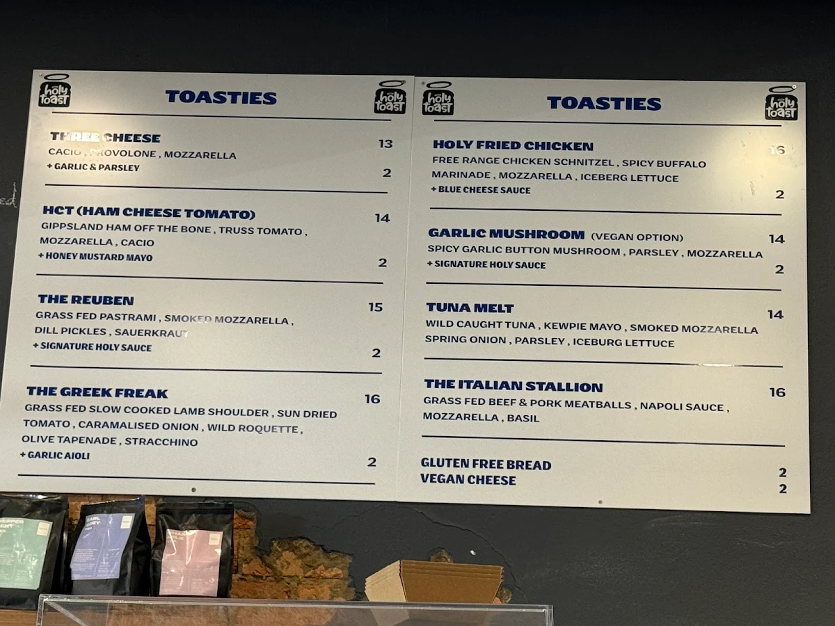 Menu, Holy Toast