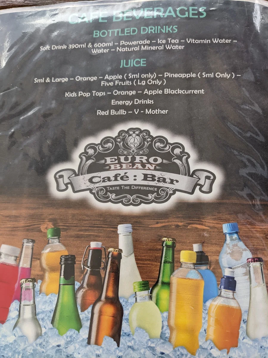 Menu, Euro Bean Cafe & Bar