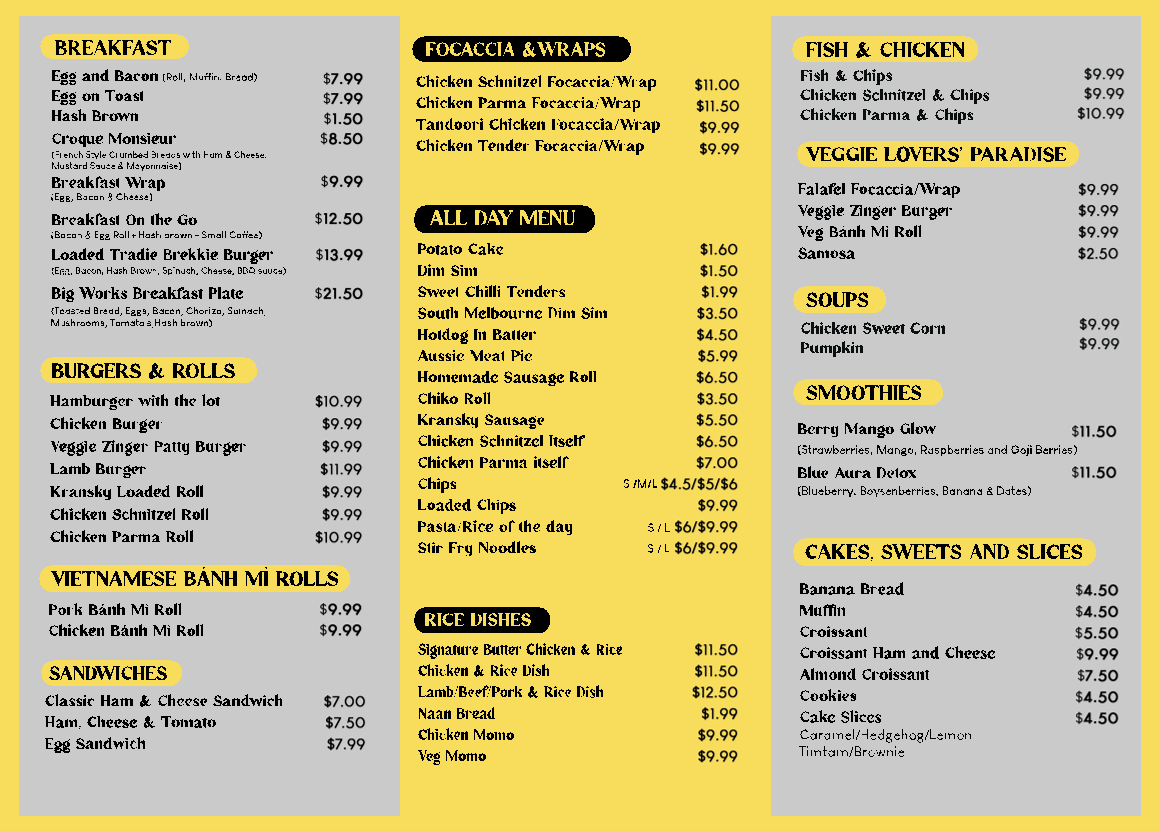 Menu, Lil Mocha Cafe & Restaurant