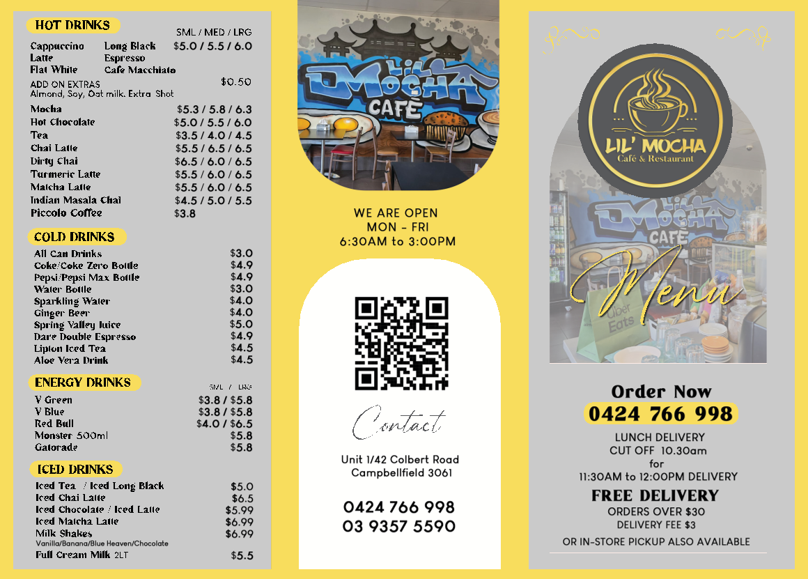 Menu, Lil Mocha Cafe & Restaurant