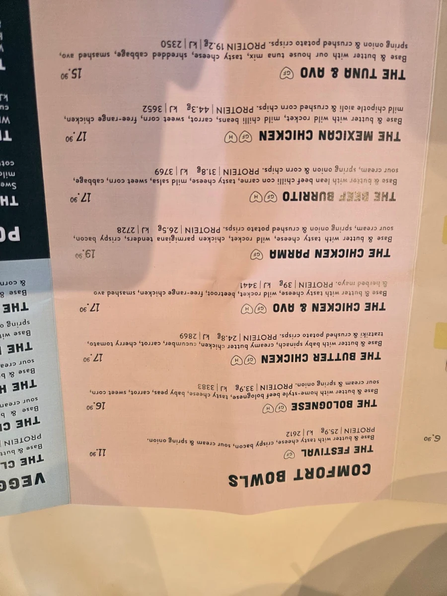 Menu, SpudBAR Emporium