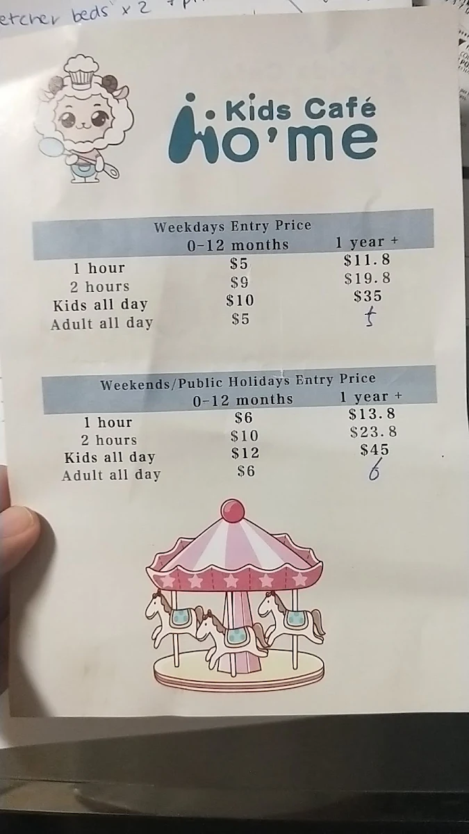 Menu, Ho'me Kids Cafe Rhodes