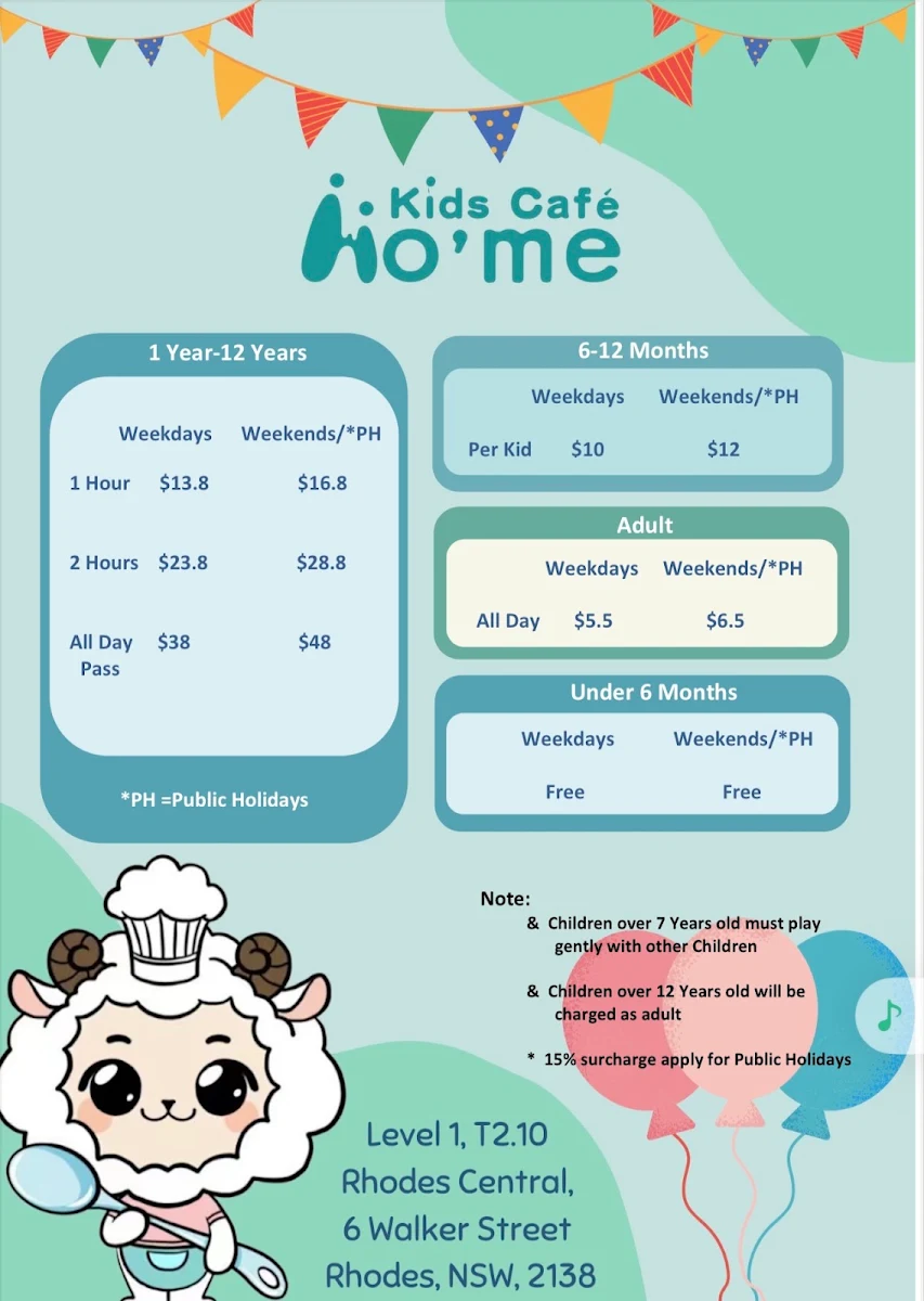Menu, Ho'me Kids Cafe Rhodes