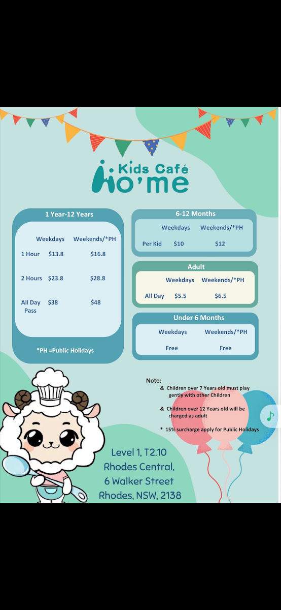 Menu, Ho'me Kids Cafe Rhodes
