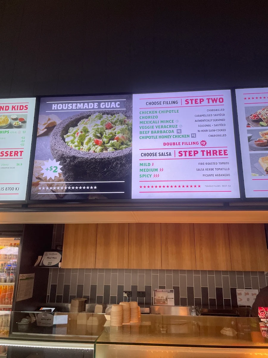 Menu, Mad Mex Broadmeadows