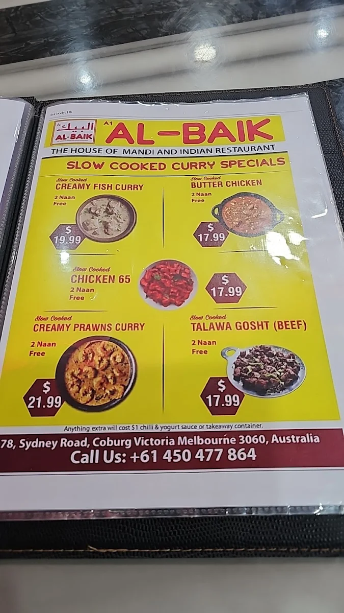 Menu, A1 ALBAIK THE HOUSE OF MANDI