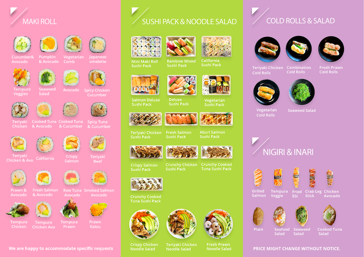 Menu, Sakura Sushi hope valley