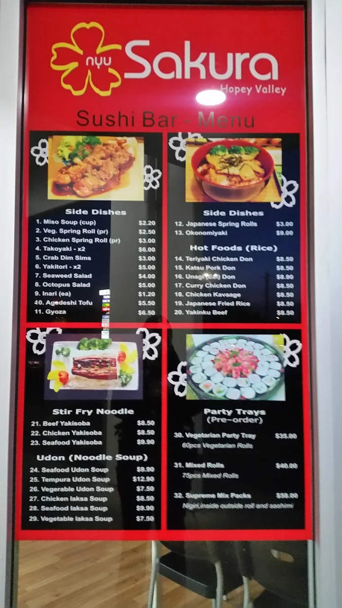 Menu, Sakura Sushi hope valley