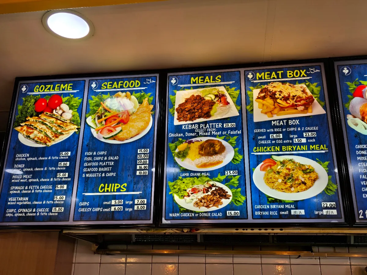 Menu, Aladdin's Pizza & Kebabs