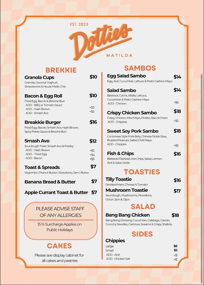 Menu, Dotties