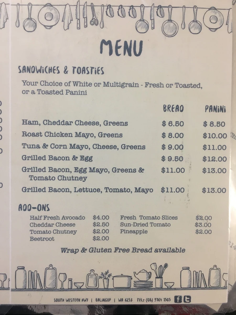 Menu, The Mushroom At No.61 Cafe