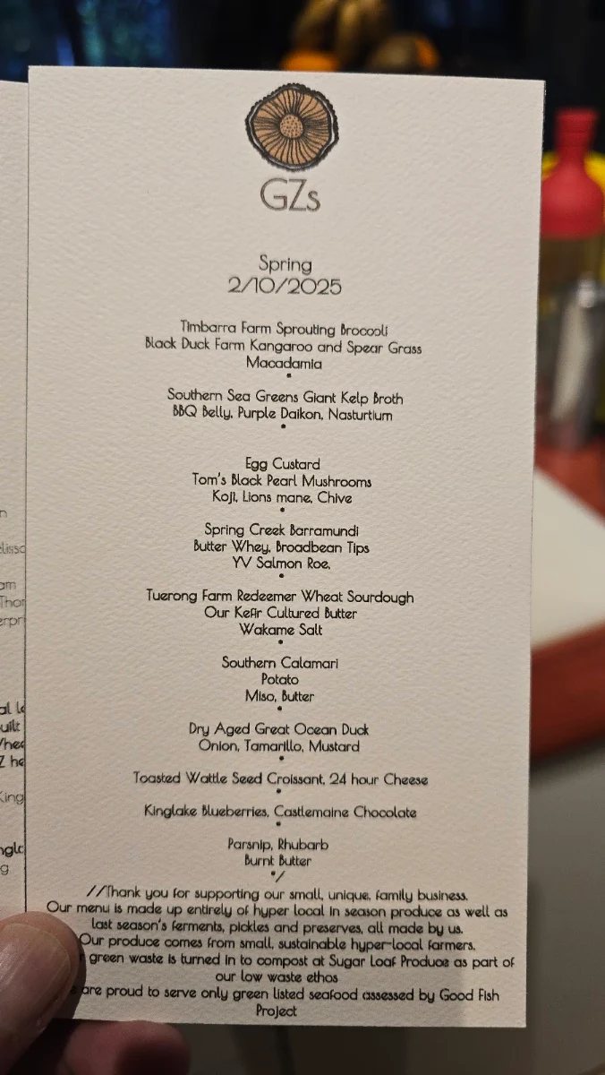 Menu, Greasy Zoes