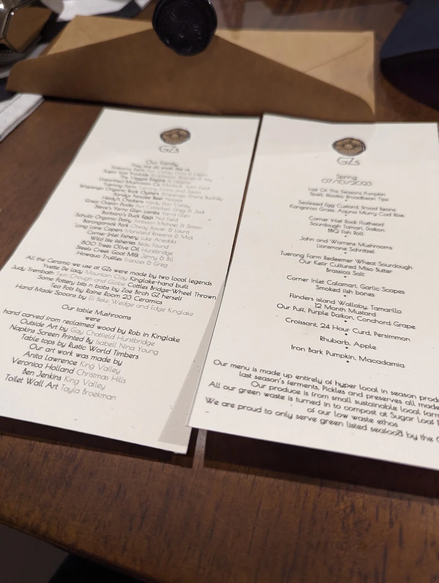 Menu, Greasy Zoes