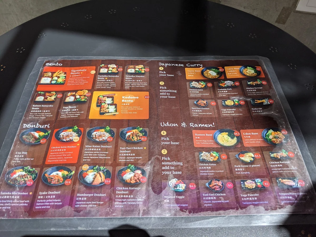 Menu, Bento Tei(Braddon)