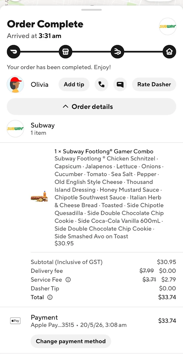 Menu, Subway