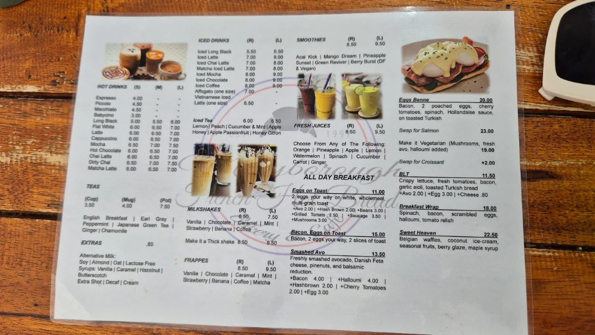 Menu, French Hot Bread