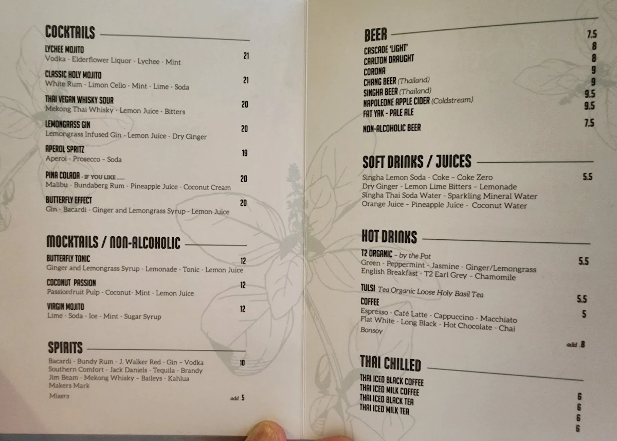Menu, Holy Basil Thai