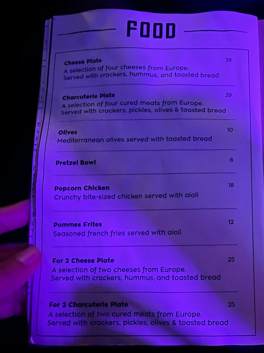 Menu, Berlin Bar