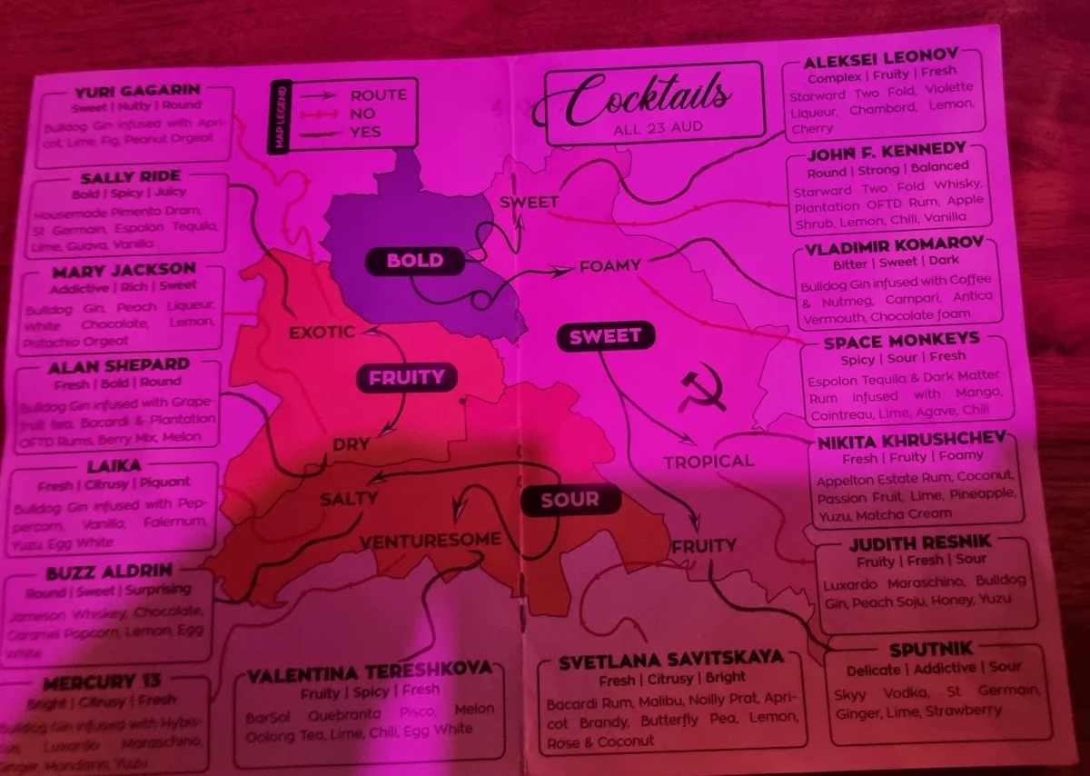 Menu, Berlin Bar