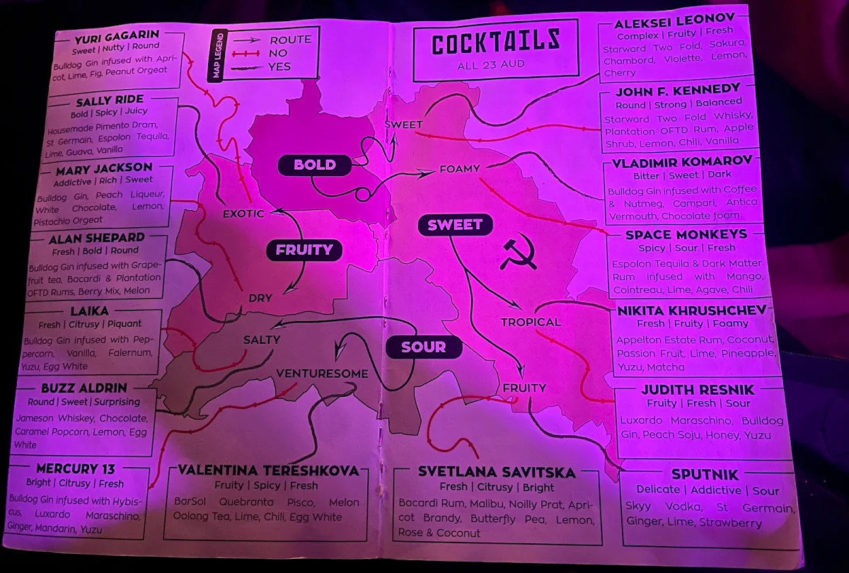 Menu, Berlin Bar
