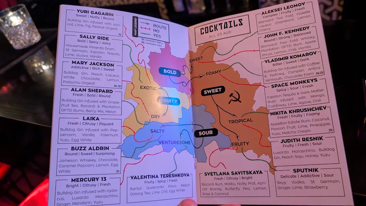 Menu, Berlin Bar