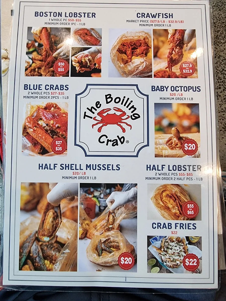 Menu, The Boiling Crab | Glen Waverley