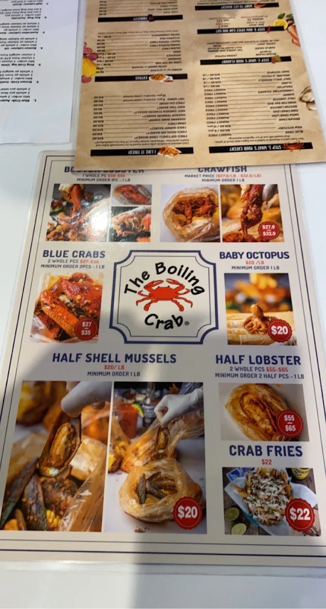 Menu, The Boiling Crab | Glen Waverley