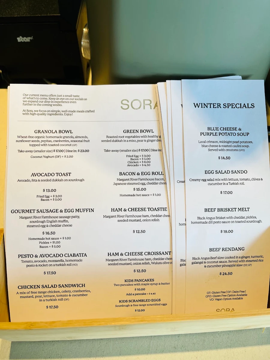 Menu, Sora Café