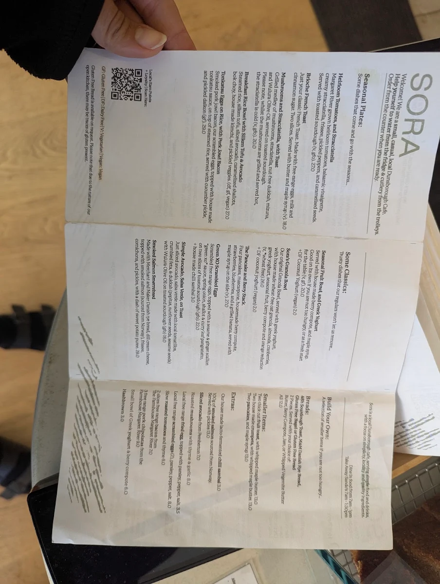 Menu, Sora Café