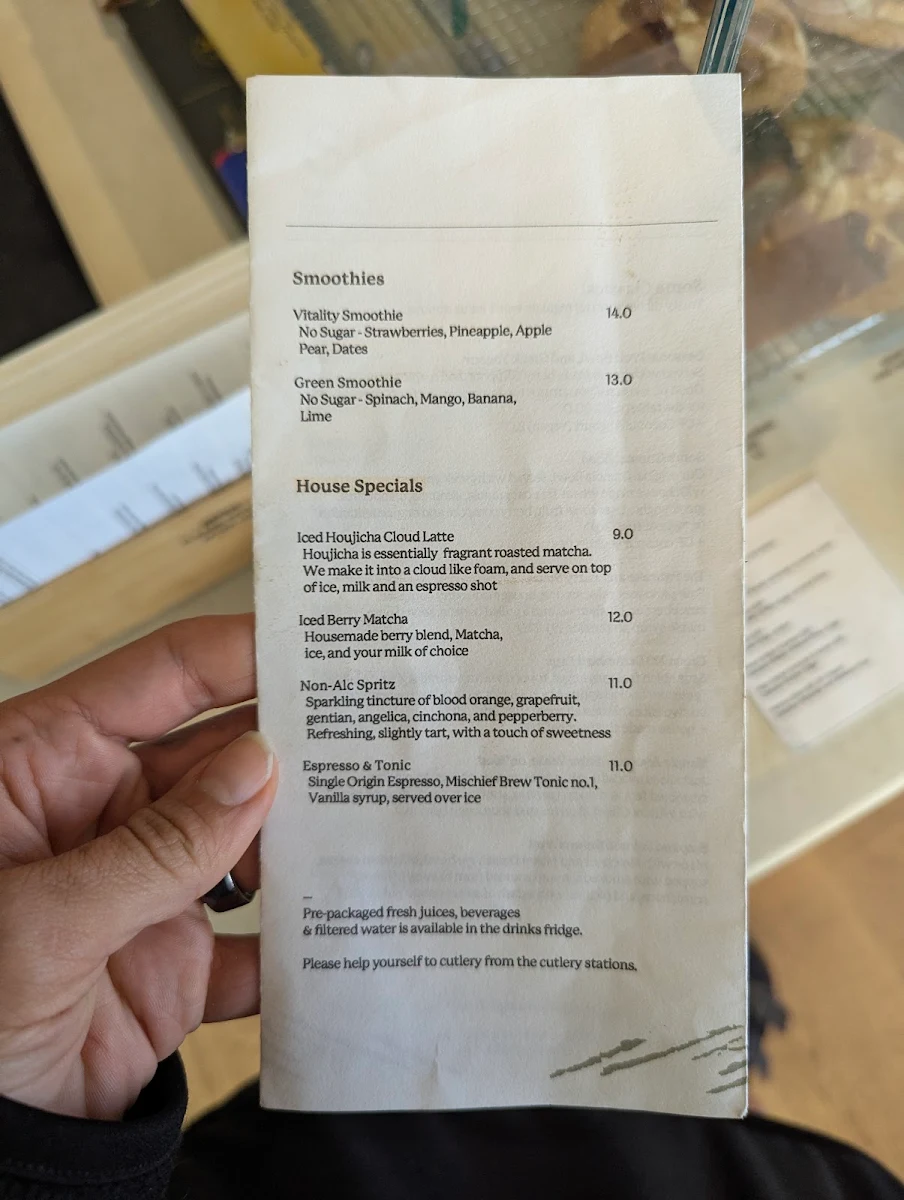 Menu, Sora Café