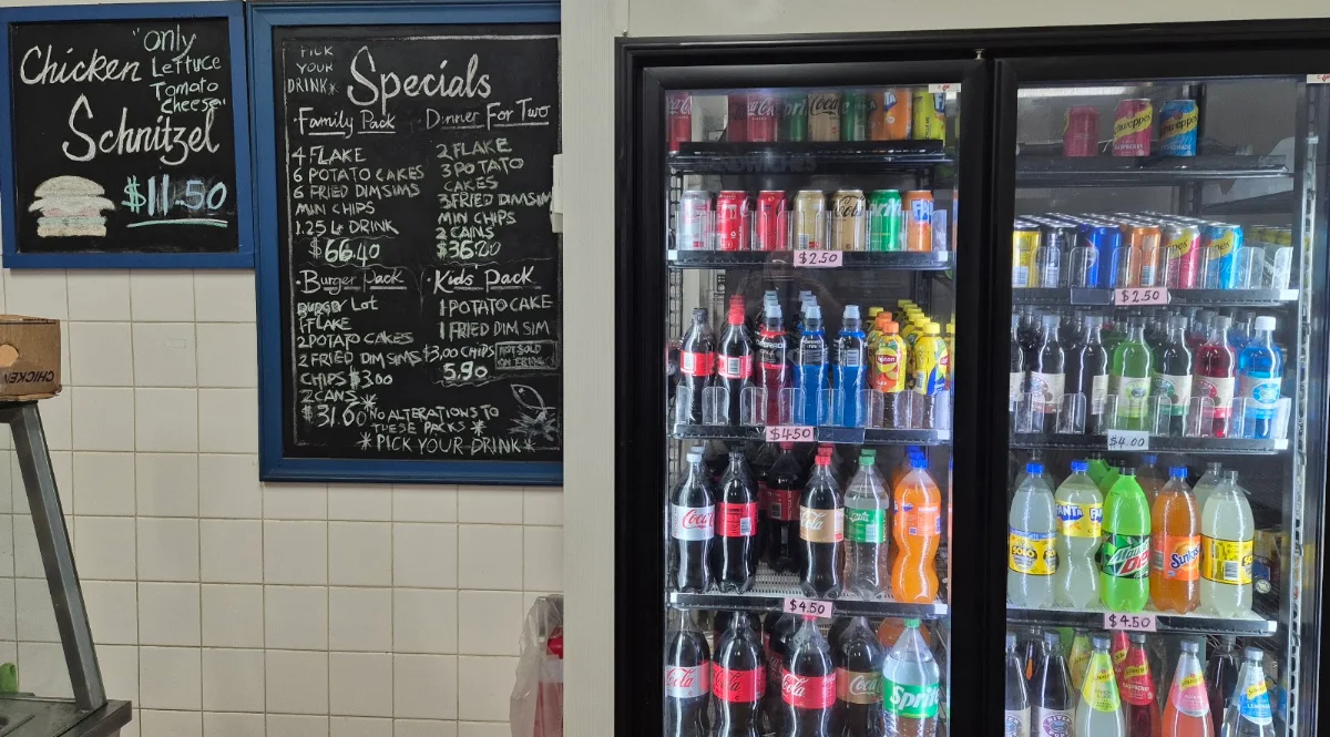 Menu, Melba Fish & Chip Shop