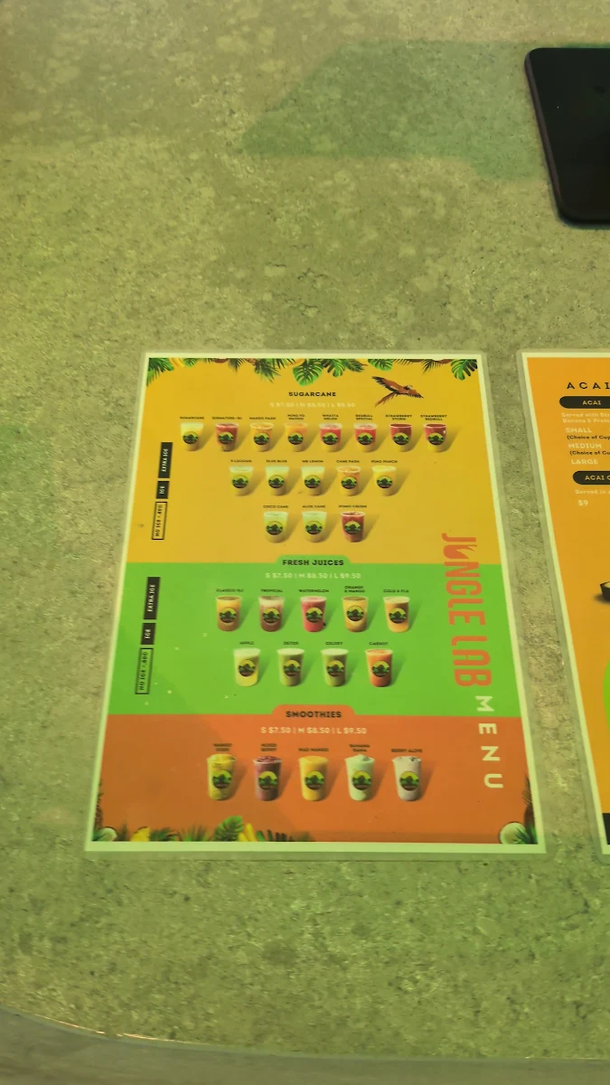 Menu, Jungle Lab Altona
